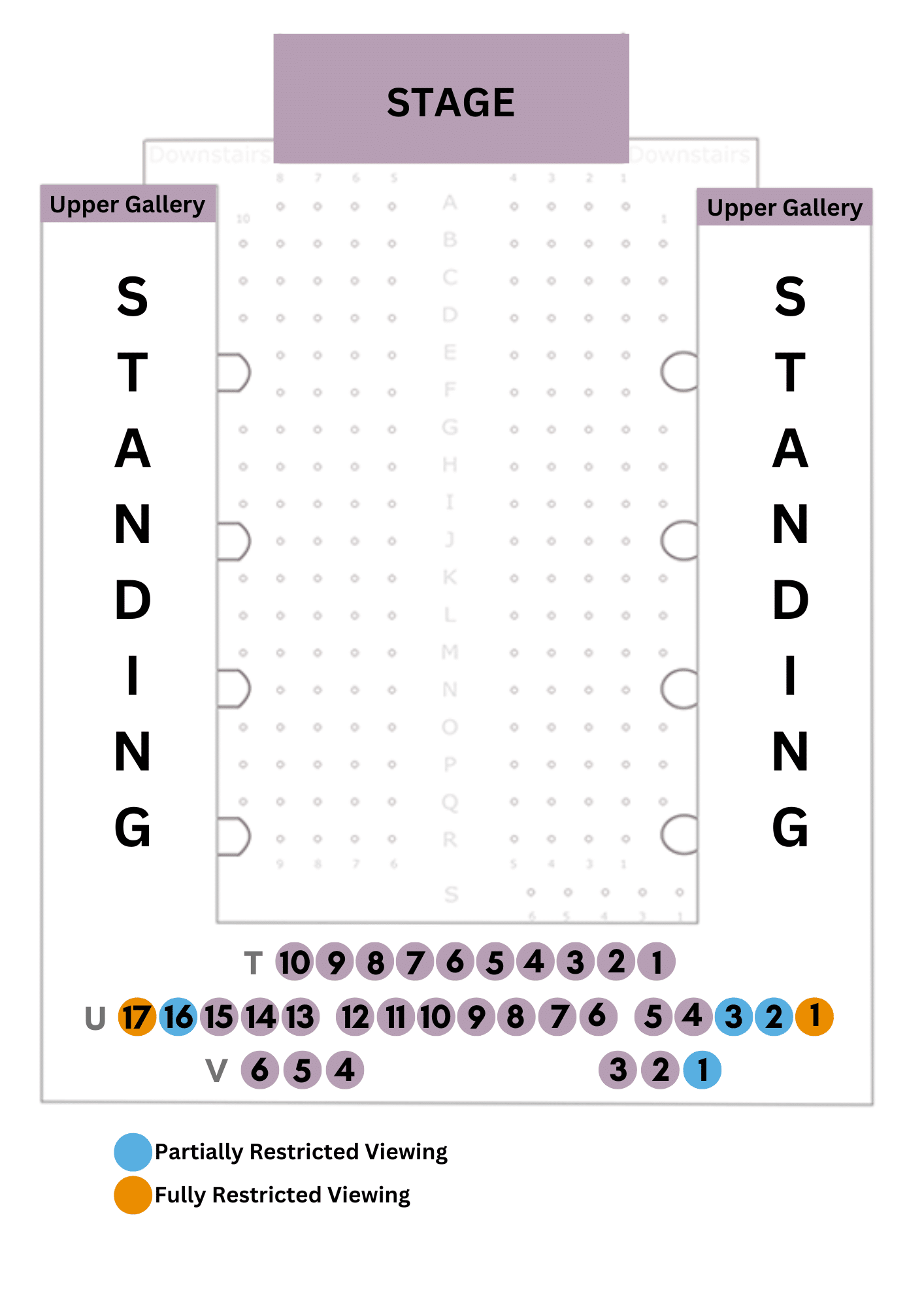 Upper Gallery Seating Map